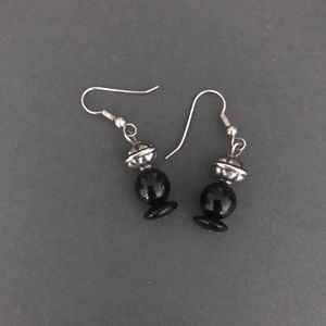 Wire Black and Silver Earrings